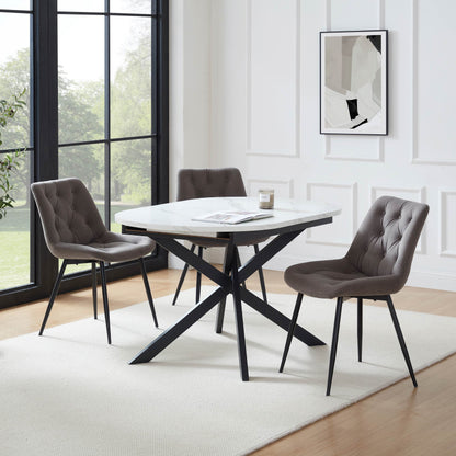 DUS-CC2-03302 Grade-B Dusk Brooke Oval Extendable 4-8 Seater Dining Table - Stone/Black RRP £269.00