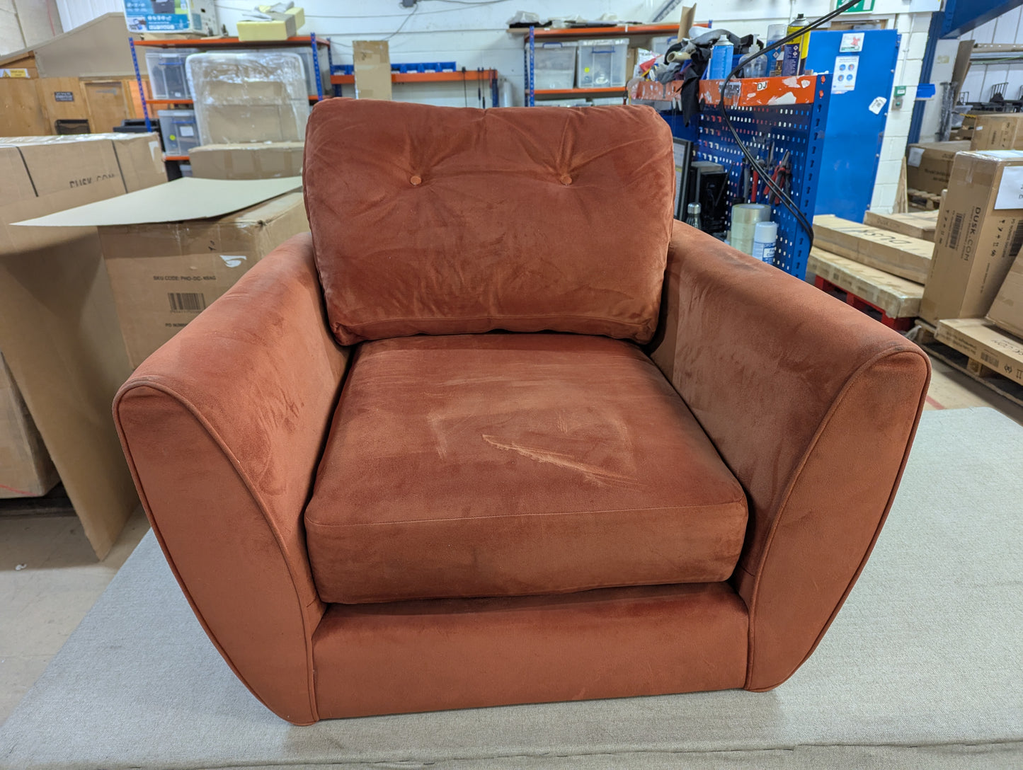 MAS-APM-06127 Grade-DOA Marks & Spencer Wyatt Armchair in Burnt Orange House Plush Velvet RRP £499