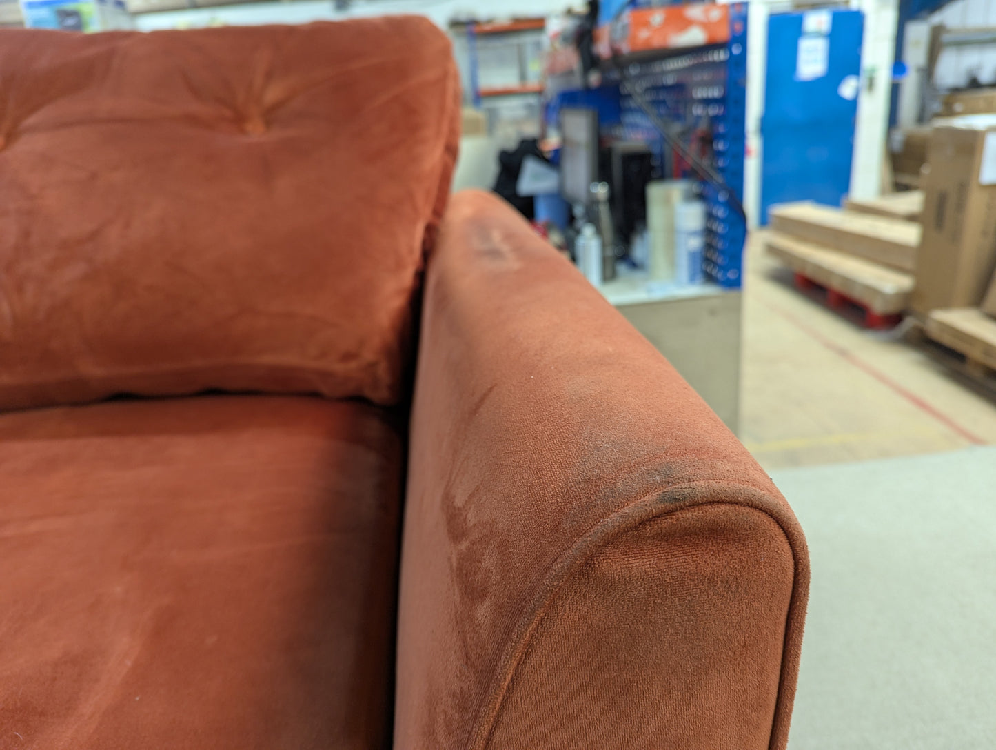 MAS-APM-06127 Grade-BER-DOA Marks & Spencer Wyatt Armchair in Burnt Orange House Plush Velvet RRP £499