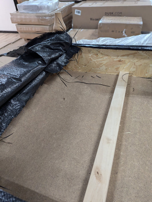 MAS-APM-06203 Grade-DOA Marks & Spencer Formal Button Footstool in Navy Opulent Chenille RRP £549