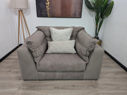 SOF-CHA-00763 Grade-BC Sofology Seat Sofaato Loveseat Armchair Character Leather Taupe/Natural Mix Grey Ash Foot RRP £1319