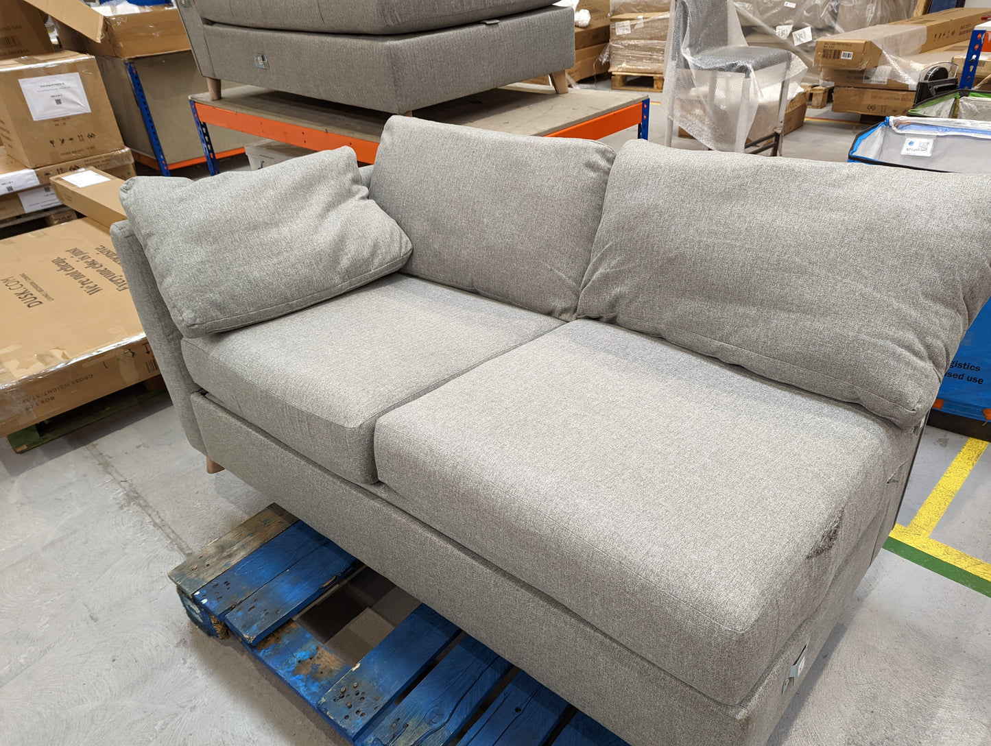 MAS-APM-06958 Grade-BER-DOA Marks & Spencer Conway Right Hand 3 Seater Storage Chaise Sofa Bed in Steel Soft Herringbone RRP £2199