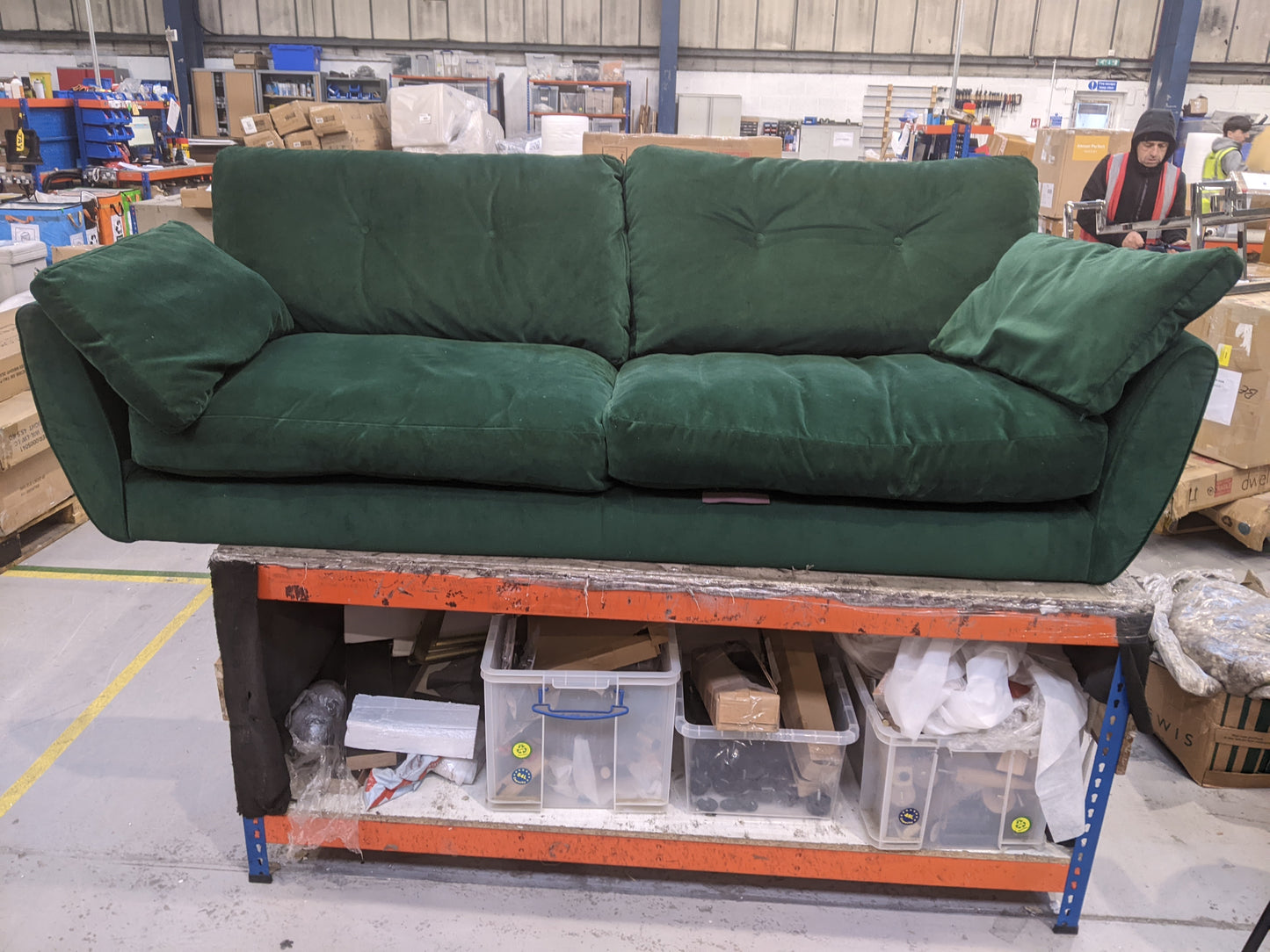 MAS-APM-07139 Grade-C2 Marks & Spencer Wyatt 4 Seater Sofa in Bottle Green Aquaclean Velvet RRP £1199
