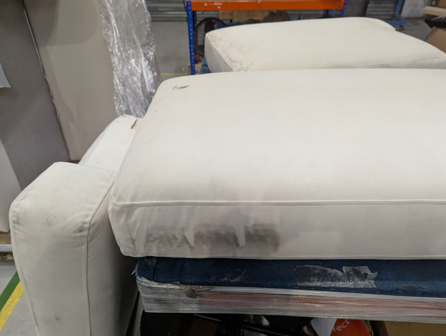 SWO-AP-35507 Grade-BER-DOA Willows Four-seater Sofa in Bone Easy Velvet with Dark Feet RRP £2499