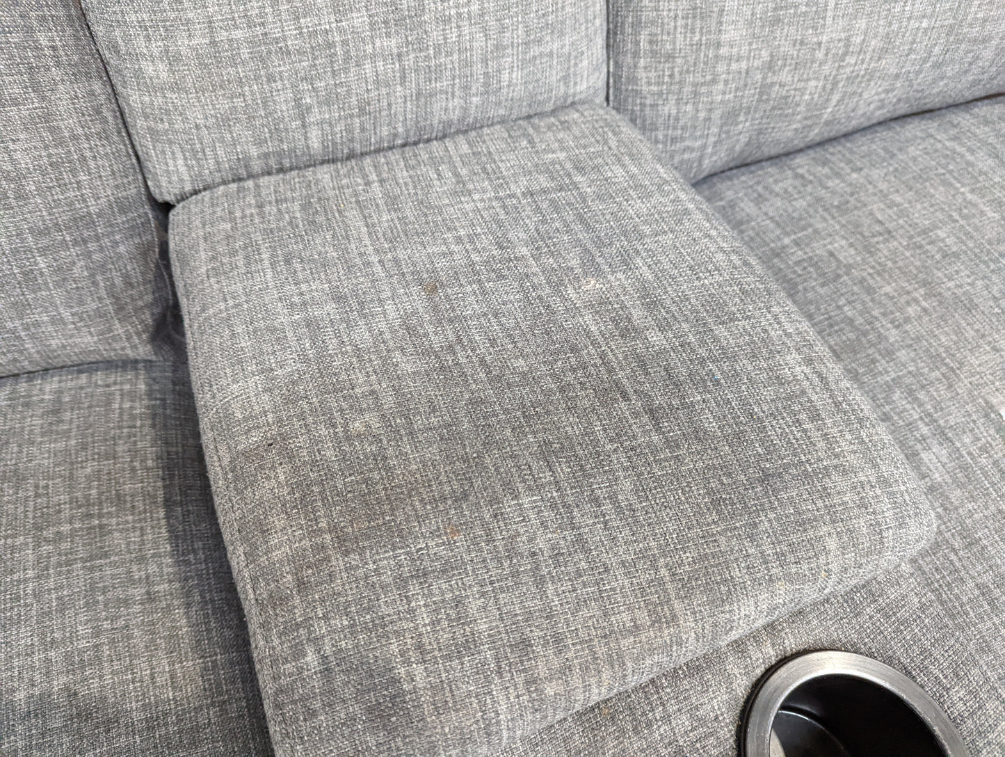 DFS-HO2-05431 Grade-C2 DFS Trek 2-Corner-2 Power Recliner And Console Rosen Charcoal With Footstool RRP £1799