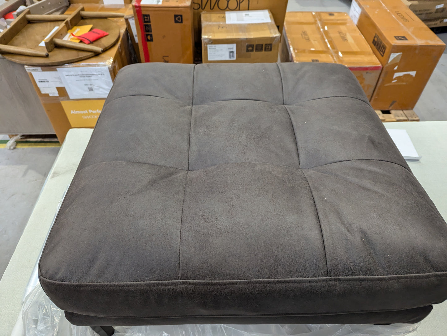 SWO-AP-35825 Grade-C0 Landau Ottoman in Saddle Smart Leather Black Feet RRP £729