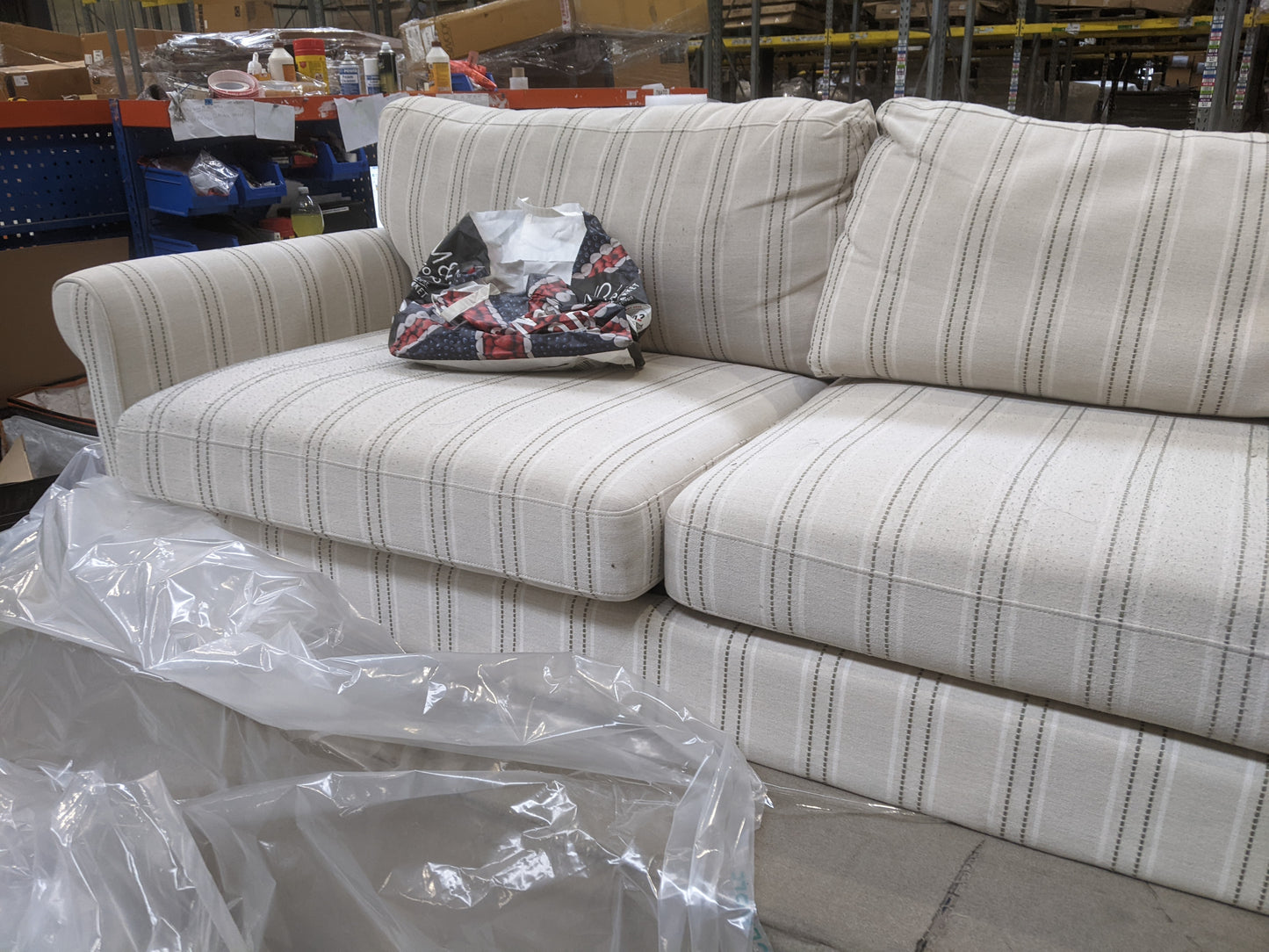 DUS-GOL-08367 Grade-C3 Dusk Sicily 3 Seater Sofa - Stripe RRP £629