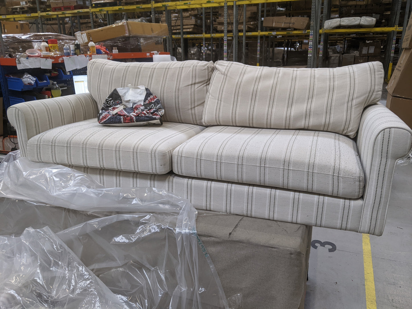 DUS-GOL-08367 Grade-C3 Dusk Sicily 3 Seater Sofa - Stripe RRP £629