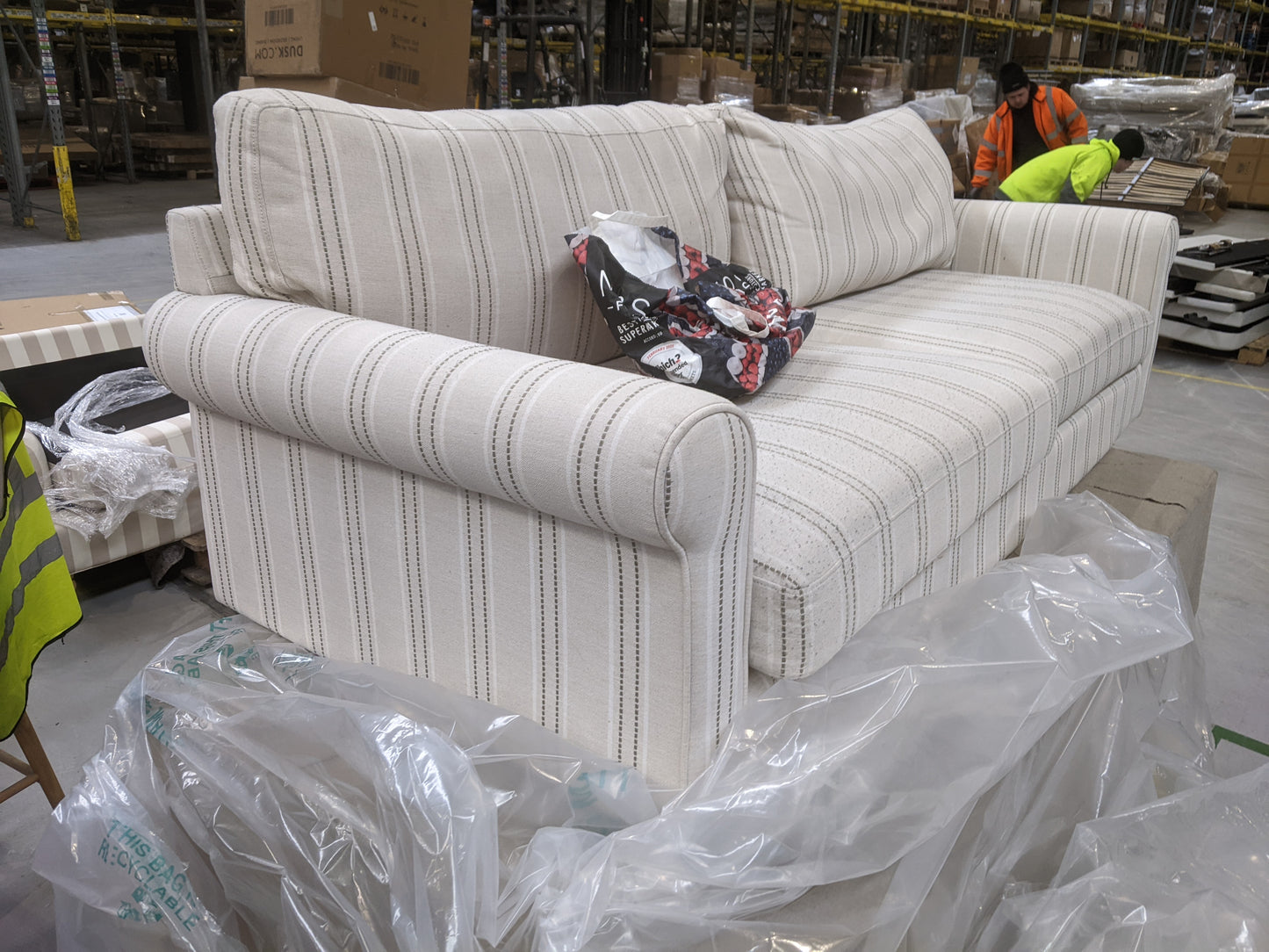 DUS-GOL-08367 Grade-C3 Dusk Sicily 3 Seater Sofa - Stripe RRP £629