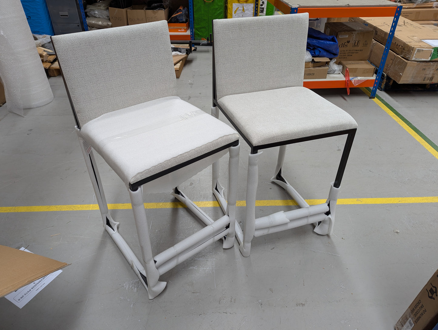 DUS-CC2-03313 Grade-B Dusk Rae Set Of 2 Barstools - Chenille - Light Natural RRP £159.00
