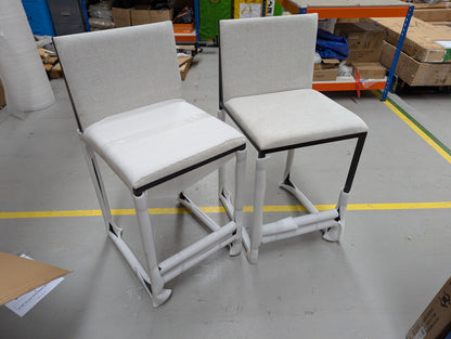 DUS-CC2-03313 Grade-B Dusk Rae Set Of 2 Barstools - Chenille - Light Natural RRP £159.00