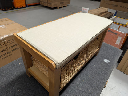 ROS-OUT-00283 Grade-B Roseland Furniture Surrey Oak Hall Bench with Baskets RRP £199.95