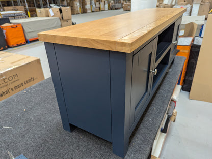 ROS-OUT-00396 Grade-B Roseland Furniture Farrow Navy Painted Large Tv Unit RRP £234.95