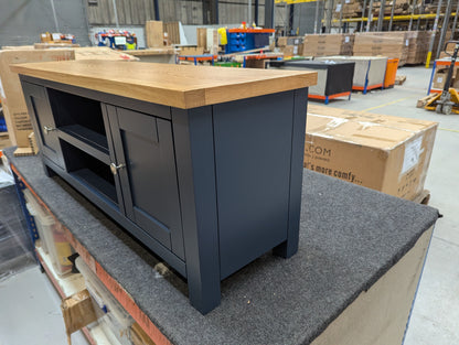 ROS-OUT-00396 Grade-B Roseland Furniture Farrow Navy Painted Large Tv Unit RRP £234.95