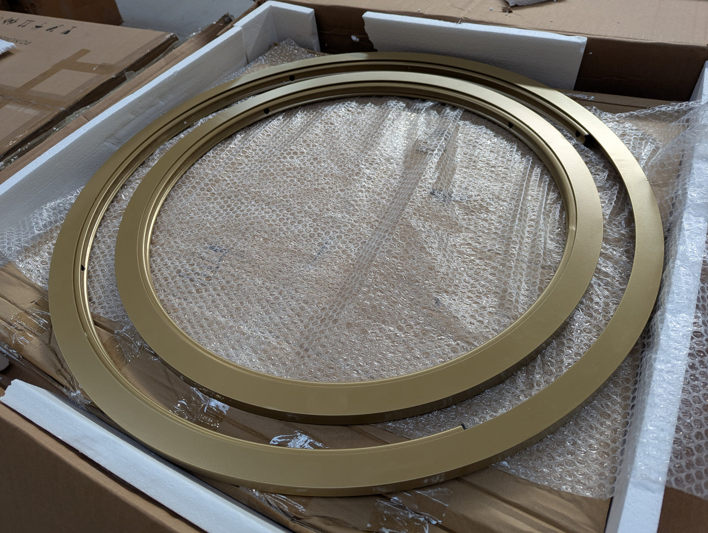 DUS-CC2-05100 Grade-B Dusk Glass Round Nesting Coffee Tables - Gold RRP £129.00