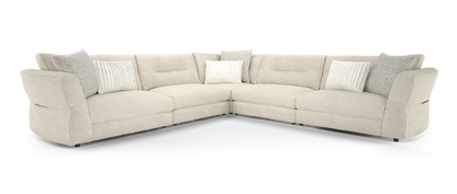 SOF-APM-00988 Grade-BER-DOA Sofology Reign 3-Corner-3 Luxe Sherpa French Beige/Natural Mix Gld Trim Gold Trim RRP £3699