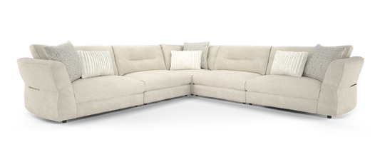 SOF-APM-00988 Grade-BER-DOA Sofology Reign 3-Corner-3 Luxe Sherpa French Beige/Natural Mix Gld Trim Gold Trim RRP £3699