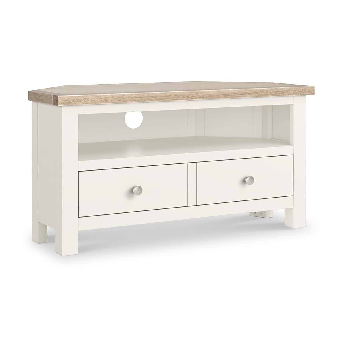 ROS-OUT-00388 Grade-C1 Roseland Furniture Farro Two Tone Corner TV Unit RRP £164.95