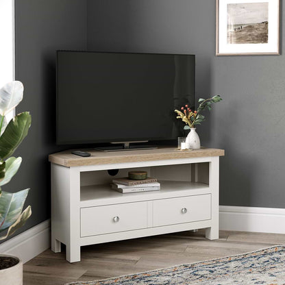 ROS-OUT-00497 Grade-C1 Roseland Furniture Farro Two Tone Corner TV Unit RRP £164.95