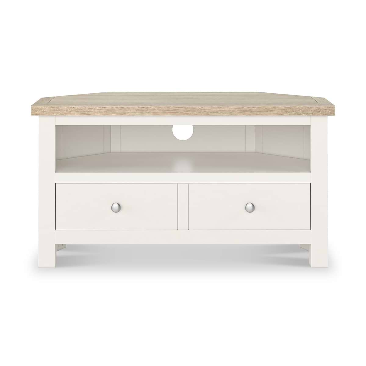 ROS-OUT-00498 Grade-C1 Roseland Furniture Farro Two Tone Corner TV Unit RRP £164.95
