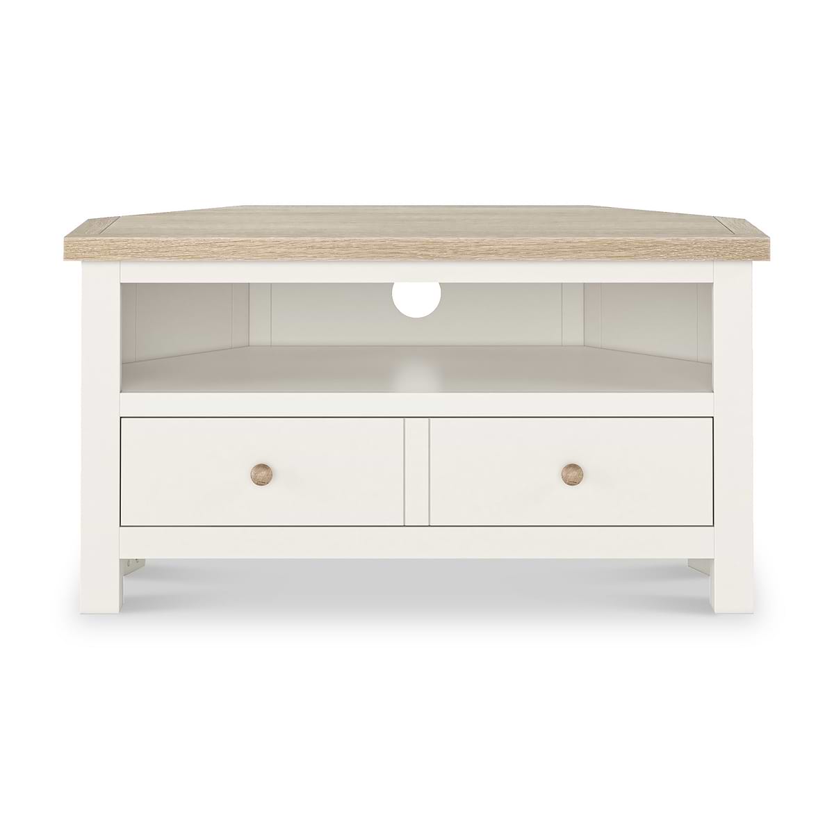 ROS-OUT-00388 Grade-C1 Roseland Furniture Farro Two Tone Corner TV Unit RRP £164.95