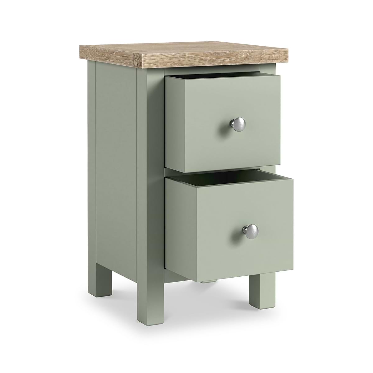 ROS-OUT-00003 Grade-C0 Roseland Furniture Farro Slim Bedside Washed Oak & Sage RRP £89.95