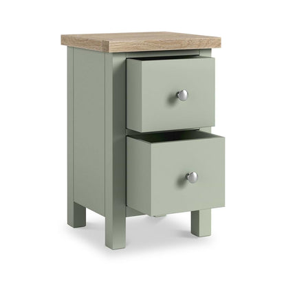 ROS-OUT-00003 Grade-C0 Roseland Furniture Farro Slim Bedside Washed Oak & Sage RRP £89.95