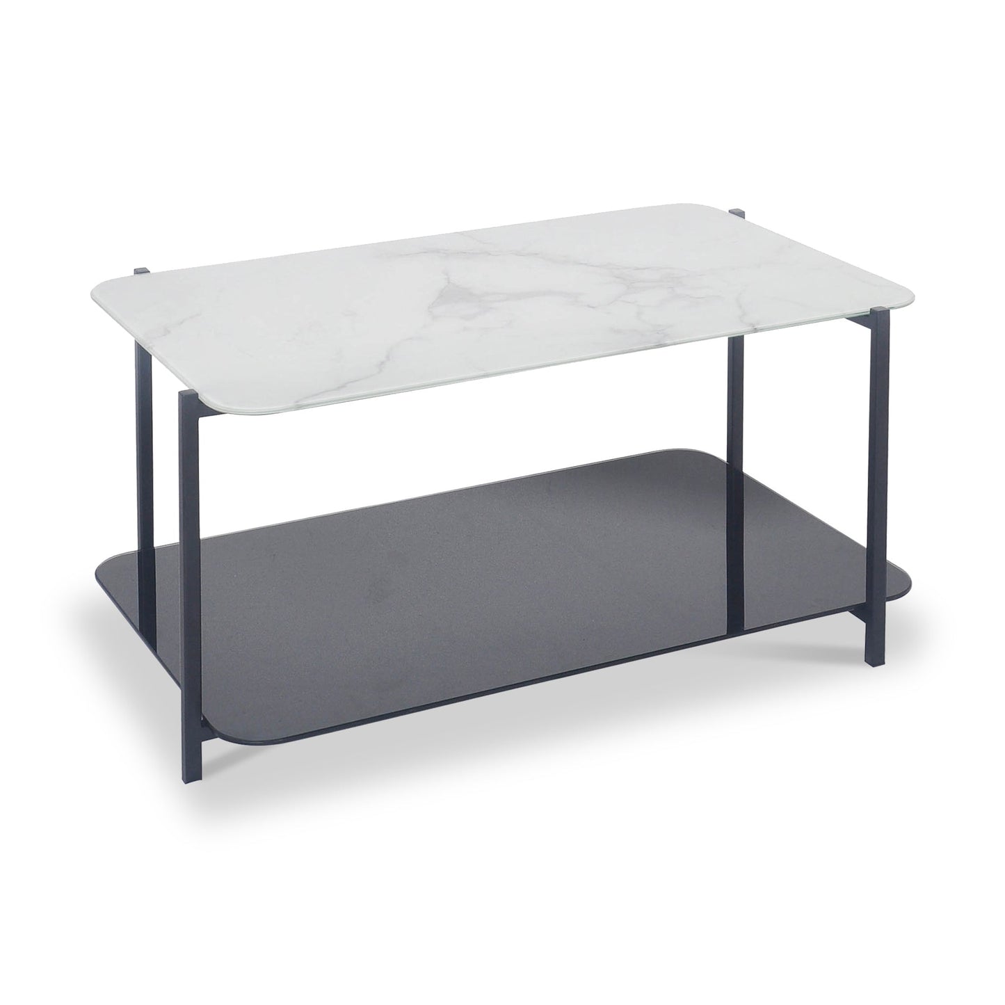 ROS-OUT-00342 Grade-C1 Roseland Furniture Adrian Marble and Glass Coffee Table RRP £199.95