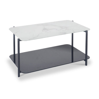 ROS-OUT-00342 Grade-C1 Roseland Furniture Adrian Marble and Glass Coffee Table RRP £199.95