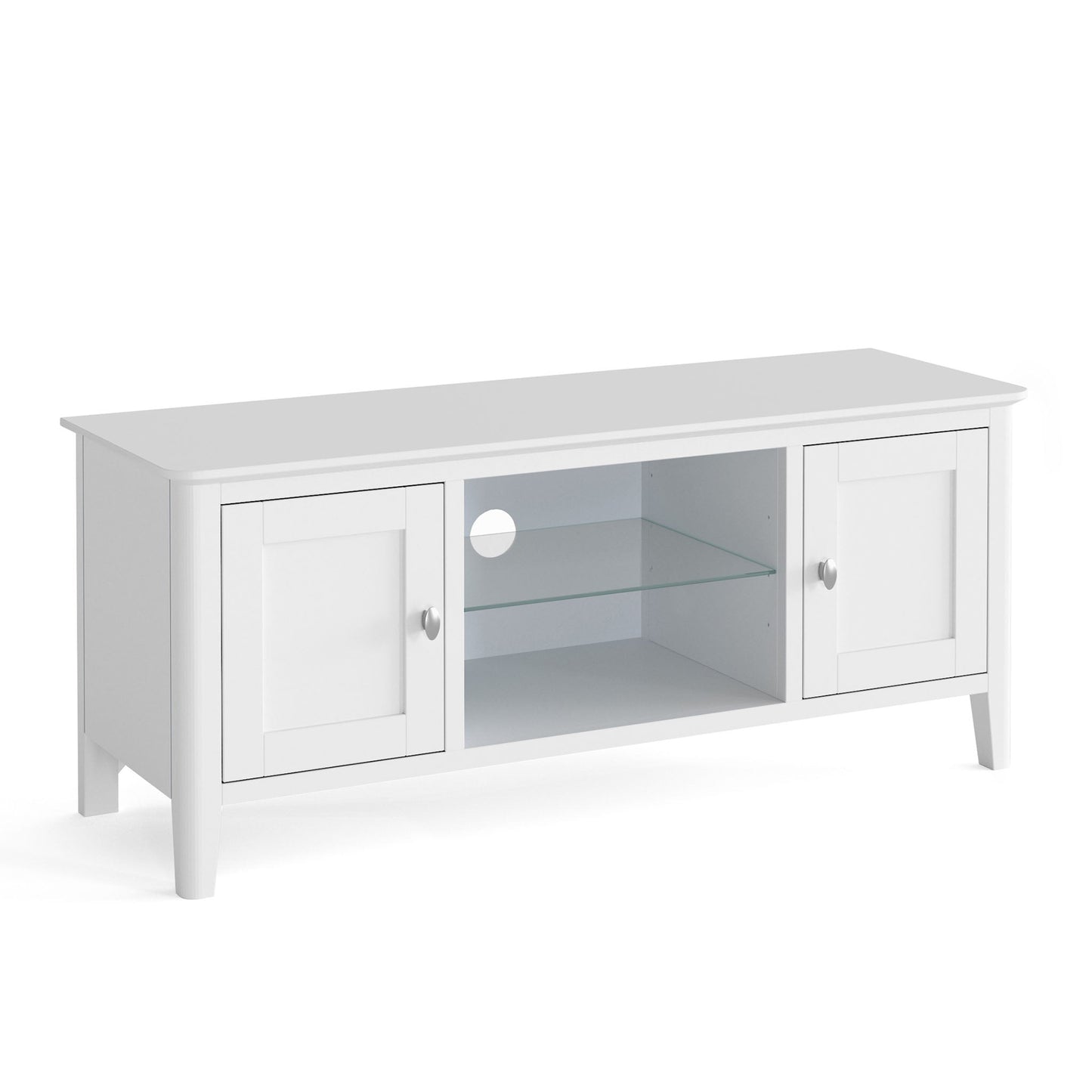 ROS-OUT-00320 Grade-C1 Roseland Furniture Chester White 120cm Large TV Stand RRP £264.95