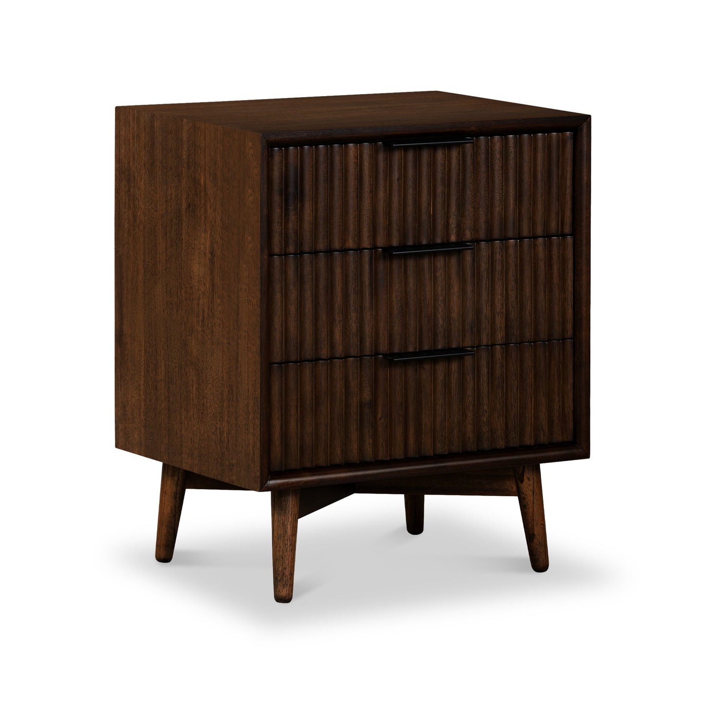 ROS-OUT-00383 Grade-C1 Roseland Furniture Oskar 3 Drawer Grooved Bedside RRP £169.95