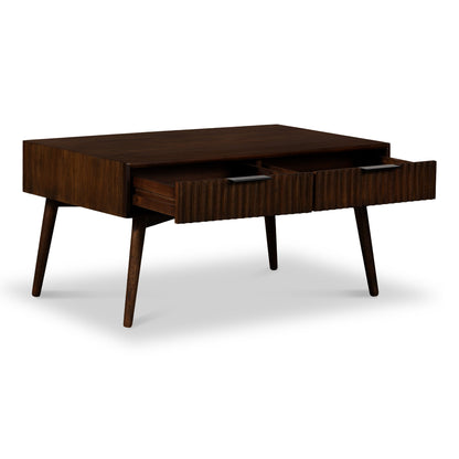 ROS-OUT-00333 Grade-C1 Roseland Furniture Oskar 2 Drawer Grooved Coffee Table RRP £199.95