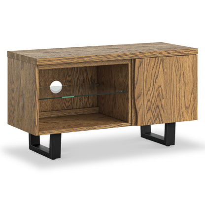 ROS-OUT-00260 Grade-C1 Roseland Furniture Isaac Oak 90cm Small TV Stand RRP £229.95