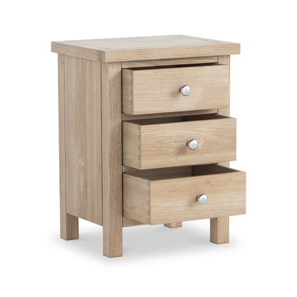 ROS-OUT-00369 Grade-C0 Roseland Furniture Farrow Washed Oak Bedside Table RRP £109.95