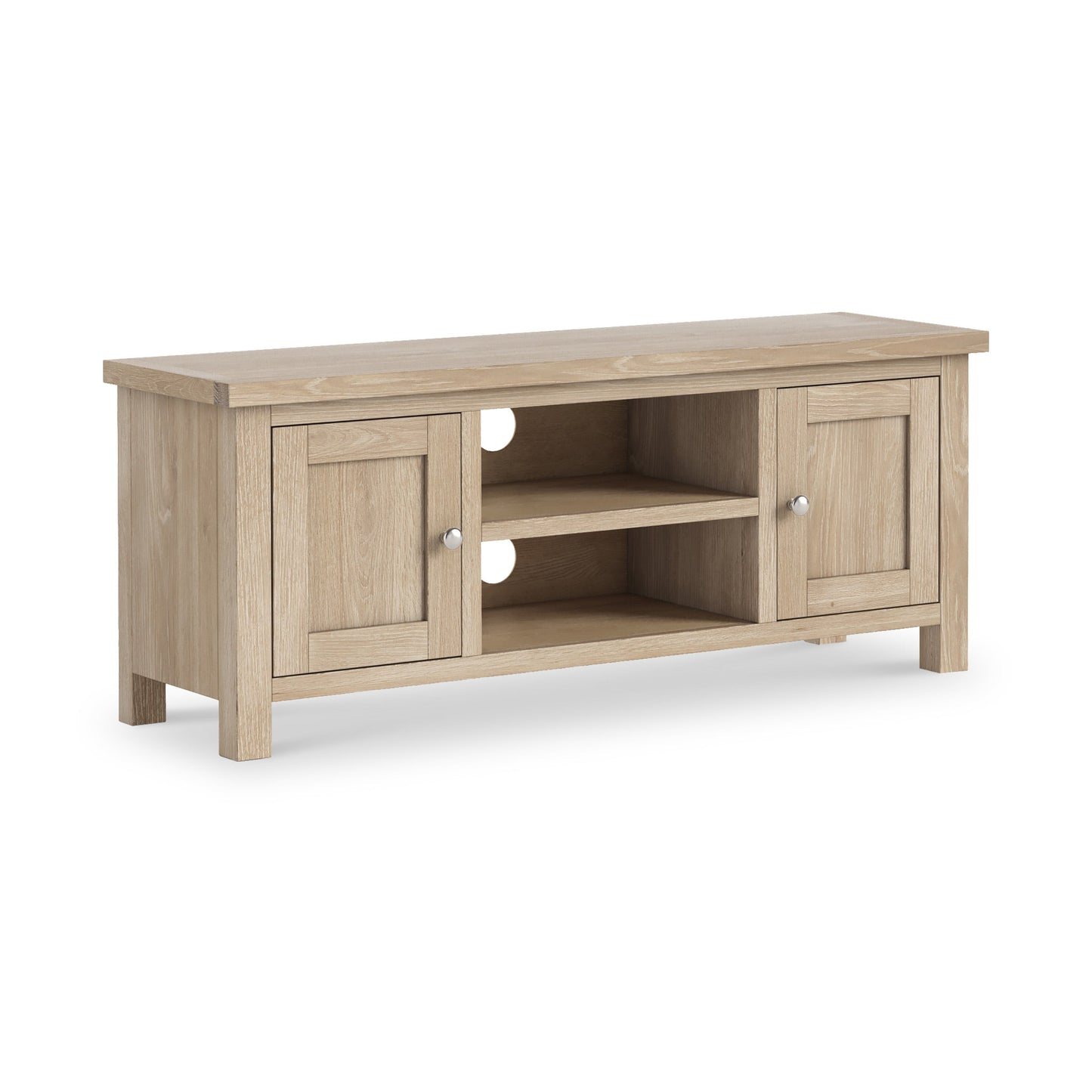 ROS-OUT-00254 Grade-C1 Roseland Furniture Farrow Washed Oak 120cm TV Stand RRP £234.95