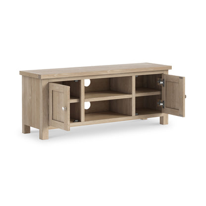 ROS-OUT-00254 Grade-C1 Roseland Furniture Farrow Washed Oak 120cm TV Stand RRP £234.95