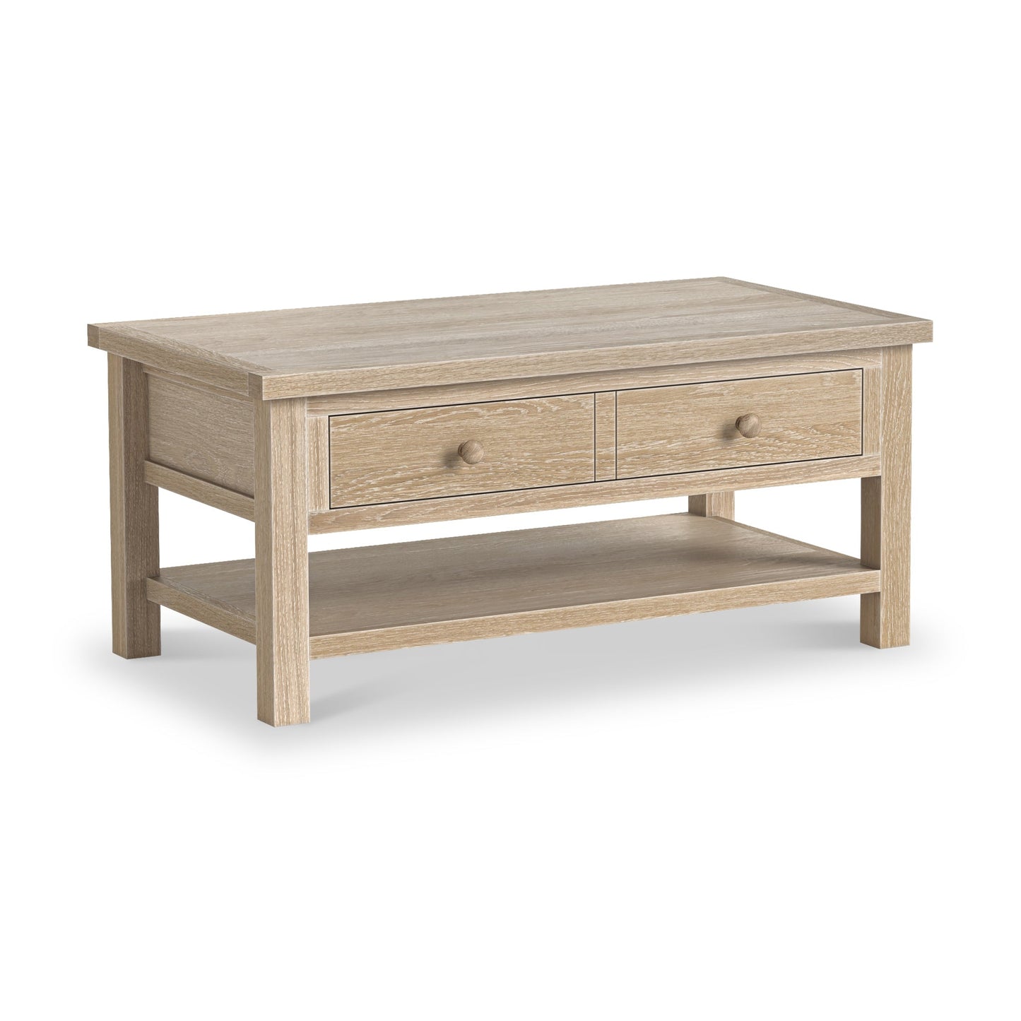 ROS-OUT-00233 Grade-C1 Roseland Furniture Trelan Washed Oak Coffee Table with Shelf RRP £224.95