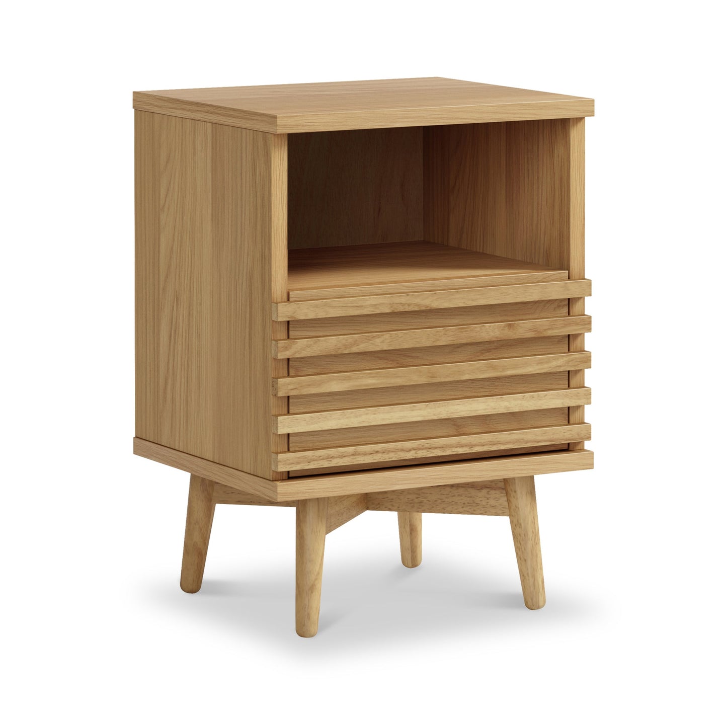 ROS-OUT-00322 Grade-C1 Roseland Furniture Kari Light Oak Slim Bedside Table RRP £129.95