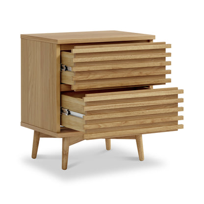 ROS-OUT-00323 Grade-C1 Roseland Furniture Kari Light Oak Bedside Table RRP £179.95