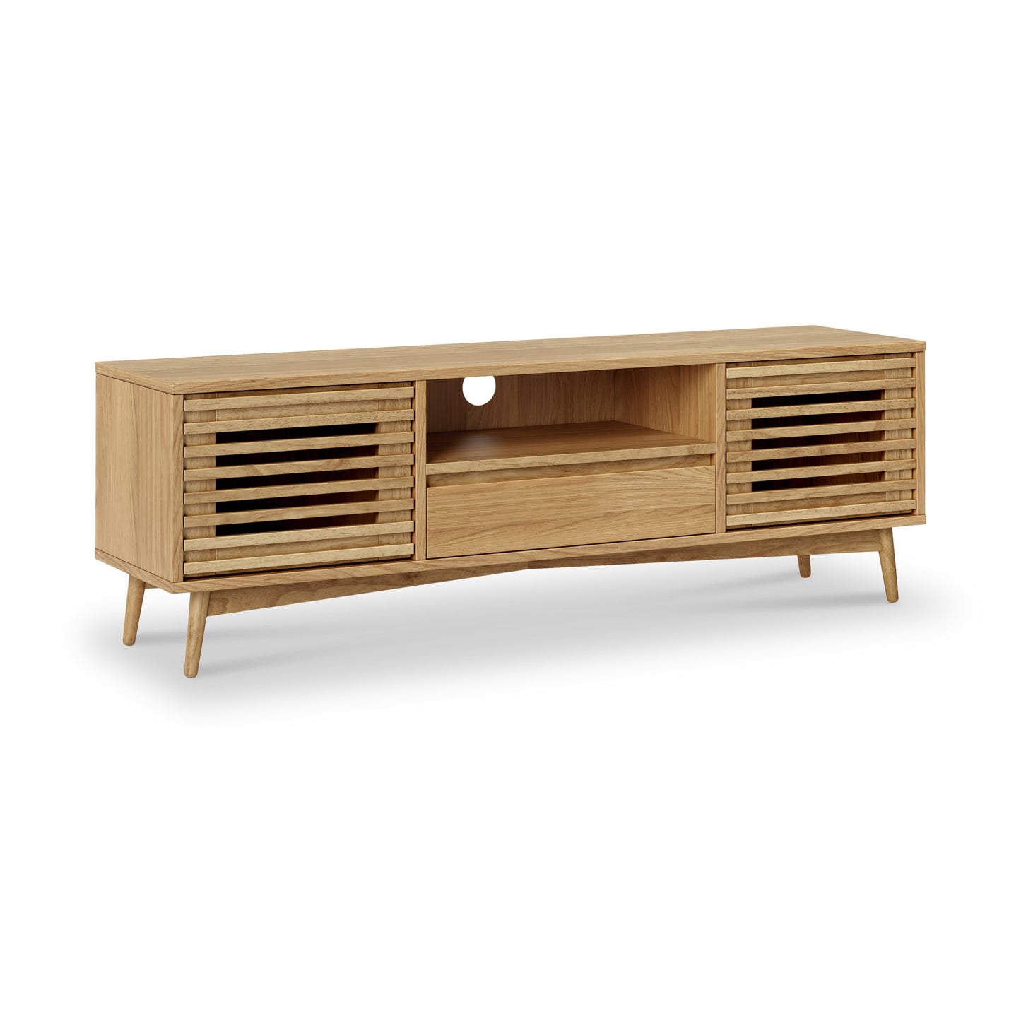 ROS-OUT-00143 Grade-C3 Roseland Furniture Kari Light Oak 150cm Wide TV Unit RRP £349.95