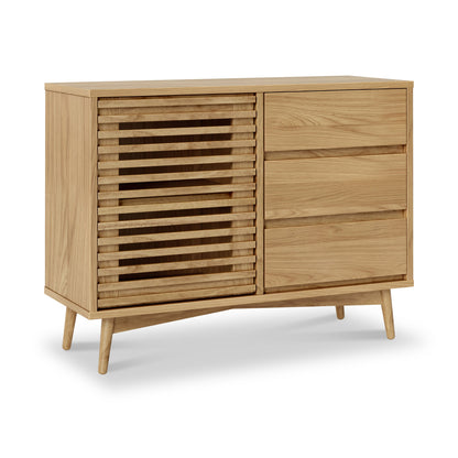 ROS-OUT-00420 Grade-C3 Roseland Furniture Kari Light Oak Small Sideboard RRP £349.95