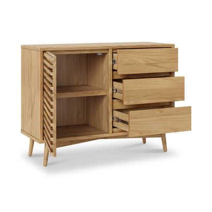 ROS-OUT-00420 Grade-C3 Roseland Furniture Kari Light Oak Small Sideboard RRP £349.95