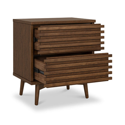 ROS-OUT-00609 Grade-C1 Roseland Furniture Kari Dark Oak Bedside Table RRP £179.95