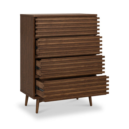 ROS-OUT-00421 Grade-C3 Roseland Furniture Kari Dark Oak 4 Drawer Chest RRP £389.95