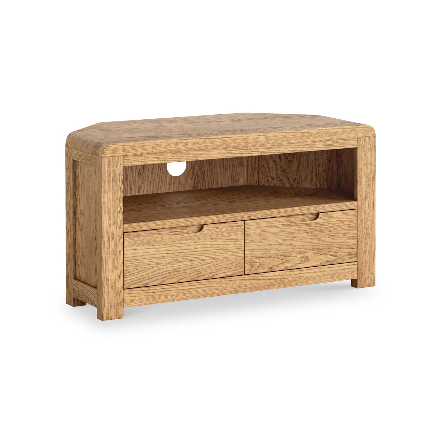 ROS-OUT-00307 Grade-C1 Roseland Furniture Penryn Oak Corner TV Unit RRP £199.95
