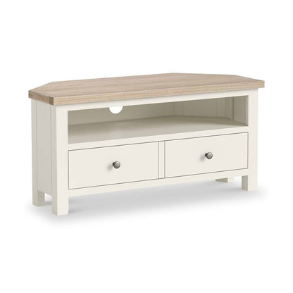 ROS-OUT-00279 Grade-B Roseland Furniture Trelan 2 Drawer Corner TV Unit - Coconut RRP £219.95