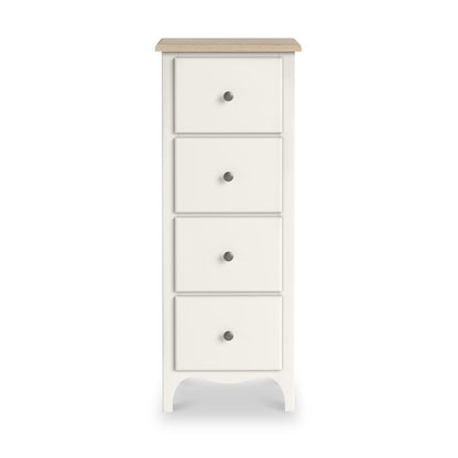 ROS-OUT-00371 Grade-B Roseland Furniture Celine Coconut White Oak Top 4 Drawer Tallboy Chest RRP £254.95