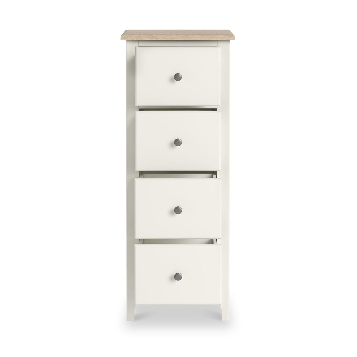 ROS-OUT-00371 Grade-B Roseland Furniture Celine Coconut White Oak Top 4 Drawer Tallboy Chest RRP £254.95