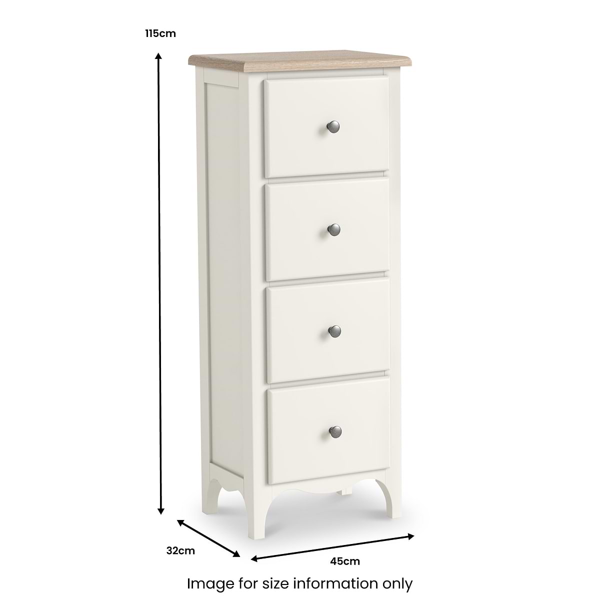 ROS-OUT-00371 Grade-B Roseland Furniture Celine Coconut White Oak Top 4 Drawer Tallboy Chest RRP £254.95