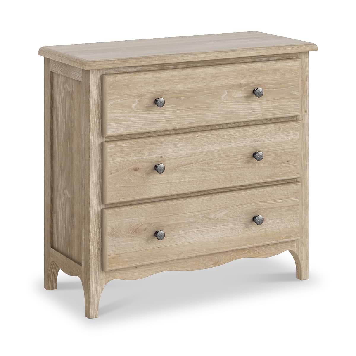 ROS-OUT-00243 Grade-C1 Roseland Furniture Celine Washed Oak 3 Drawer Chest RRP £269.95